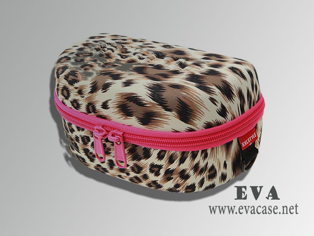 XXL STYLE ski goggle storage case leopard design fabric covering with